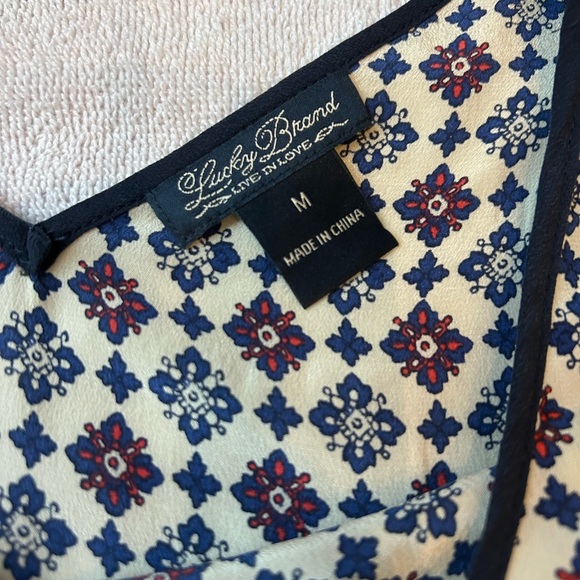 Lucky Brand Navy and Yellow Geometric Blouse - Picture 3 of 4